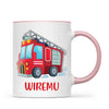 Personalised Fire Truck Mug - Custom Name Kids Cup - Fire Engine Theme - Ceramic or Enamel - 11oz, 6oz, or Camping Mug - NZ Made