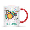 Personalised Drum Set Mug - Custom Name Kids Cup - Music Lover Gift - Ceramic or Enamel - 11oz, 6oz, or Camping Mug - NZ Made