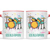 Personalised Drum Set Mug - Custom Name Kids Cup - Music Lover Gift - Ceramic or Enamel - 11oz, 6oz, or Camping Mug - NZ Made