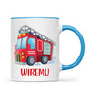 Personalised Fire Truck Mug - Custom Name Kids Cup - Fire Engine Theme - Ceramic or Enamel - 11oz, 6oz, or Camping Mug - NZ Made