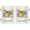 Personalised Drum Set Mug - Custom Name Kids Cup - Music Lover Gift - Ceramic or Enamel - 11oz, 6oz, or Camping Mug - NZ Made