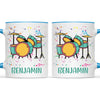 Personalised Drum Set Mug - Custom Name Kids Cup - Music Lover Gift - Ceramic or Enamel - 11oz, 6oz, or Camping Mug - NZ Made