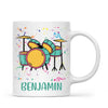 Personalised Drum Set Mug - Custom Name Kids Cup - Music Lover Gift - Ceramic or Enamel - 11oz, 6oz, or Camping Mug - NZ Made