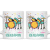 Personalised Drum Set Mug - Custom Name Kids Cup - Music Lover Gift - Ceramic or Enamel - 11oz, 6oz, or Camping Mug - NZ Made