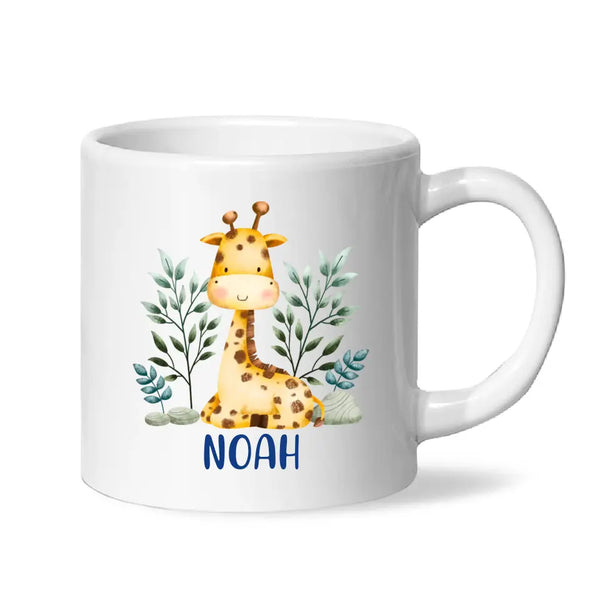 Personalised Giraffe Mug - Custom Name Kids Cup - Safari Animal Theme - Ceramic or Enamel - 11oz, 6oz, or Camping Mug - NZ Made