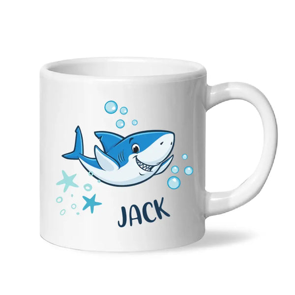 Personalised Shark Mug - Custom Name Kids Cup - Fun Ocean Shark Design - 11oz or 6oz - NZ Made
