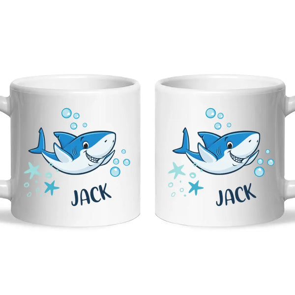 Personalised Shark Mug - Custom Name Kids Cup - Fun Ocean Shark Design - 11oz or 6oz - NZ Made