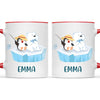 Personalised Penguin & Polar Bear Mug - Custom Name Kids Cup - Cute Arctic Animal Friends Design - 11oz or 6oz - NZ Made