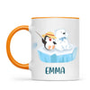 Personalised Penguin & Polar Bear Mug - Custom Name Kids Cup - Cute Arctic Animal Friends Design - 11oz or 6oz - NZ Made