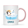 Personalised Penguin & Polar Bear Mug - Custom Name Kids Cup - Cute Arctic Animal Friends Design - 11oz or 6oz - NZ Made