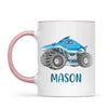 Personalised Shark Monster Truck Mug - Custom Name Kids Cup - 11oz or 6oz - Fun Blue Design - NZ Made