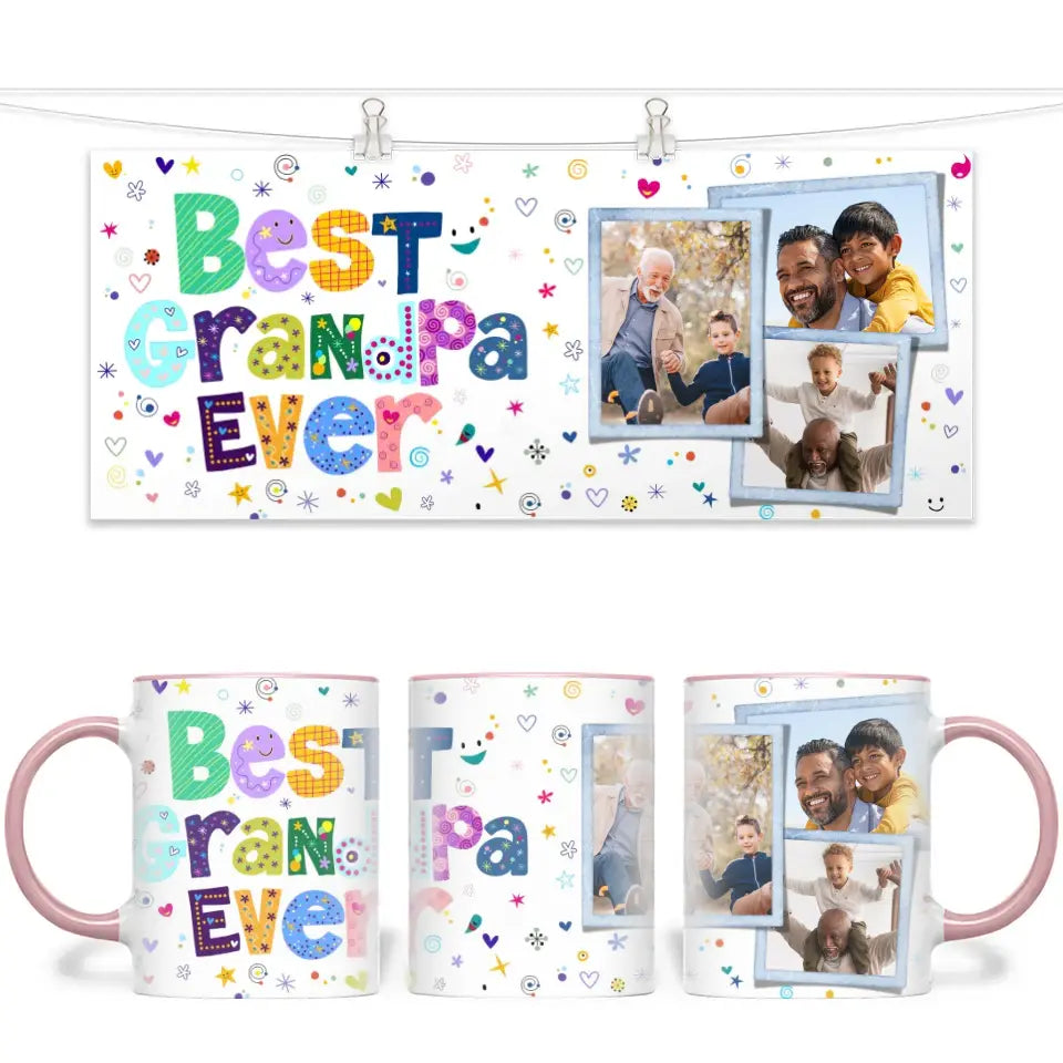 Personalised Best Grandpa Ever Photo Collage Mug - Custom Photo Gift for Grandad - 11oz - NZ Made