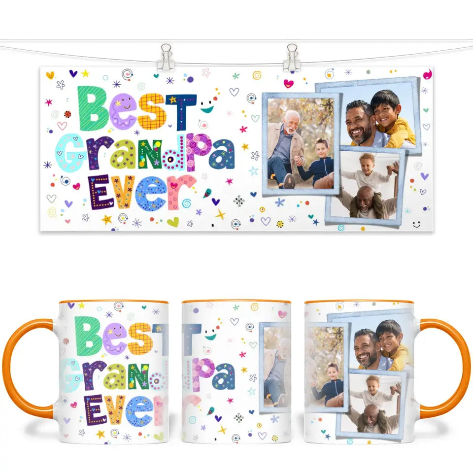 Personalised Best Grandpa Ever Photo Collage Mug - Custom Photo Gift for Grandad - 11oz - NZ Made
