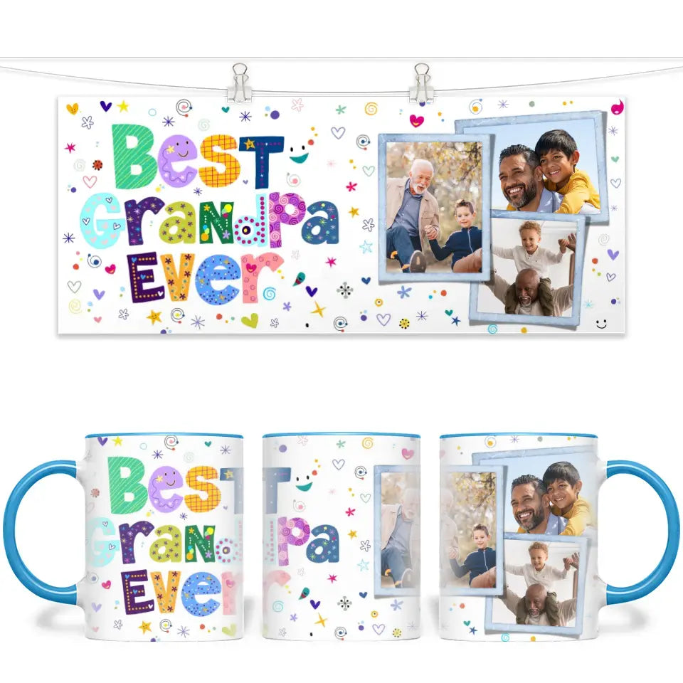 Personalised Best Grandpa Ever Photo Collage Mug - Custom Photo Gift for Grandad - 11oz - NZ Made