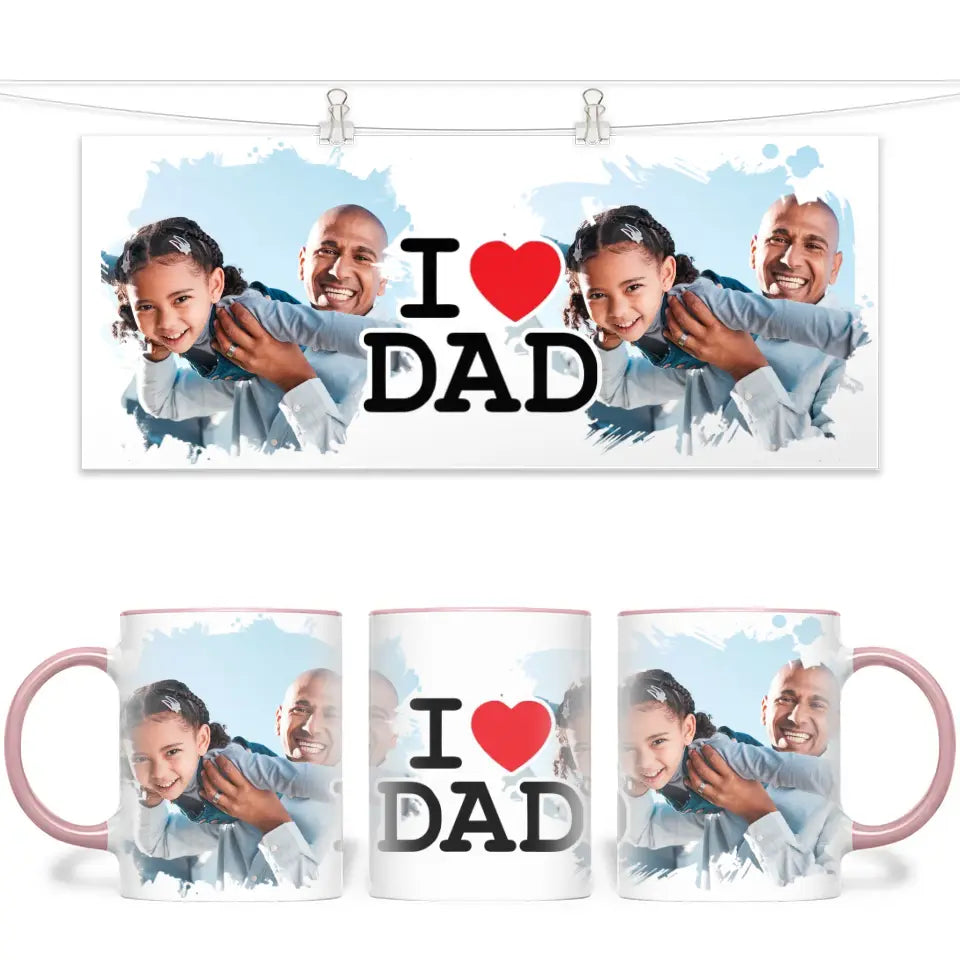 Personalised I Love Dad Photo Mug - Custom Photo Gift for Dad - Father’s Day, Birthday, Christmas - 11oz Ceramic - NZ Made