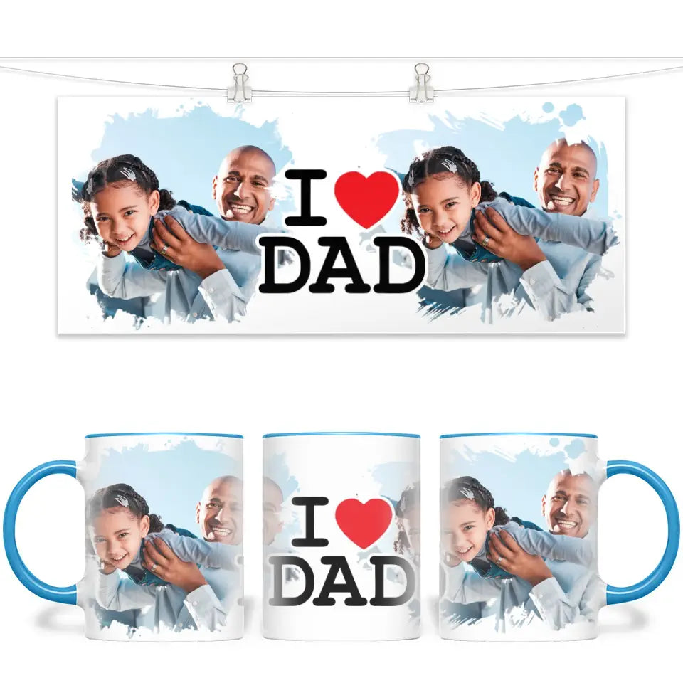 Personalised I Love Dad Photo Mug - Custom Photo Gift for Dad - Father’s Day, Birthday, Christmas - 11oz Ceramic - NZ Made