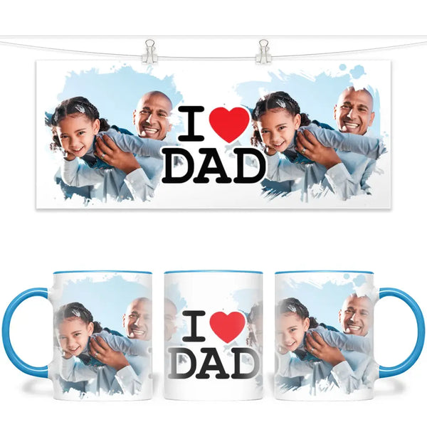 Personalised I Love Dad Photo Mug - Custom Photo Gift for Dad - Father’s Day, Birthday, Christmas - 11oz Ceramic - NZ Made