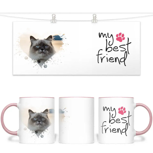 Personalised Cat Lovers Mug - Heart Frame Photo & My Best Friend Quote - Custom Pet Gift - 11oz Ceramic - NZ Made