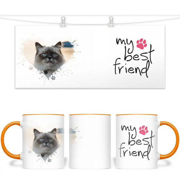 Personalised Cat Lovers Mug - Heart Frame Photo & My Best Friend Quote - Custom Pet Gift - 11oz Ceramic - NZ Made