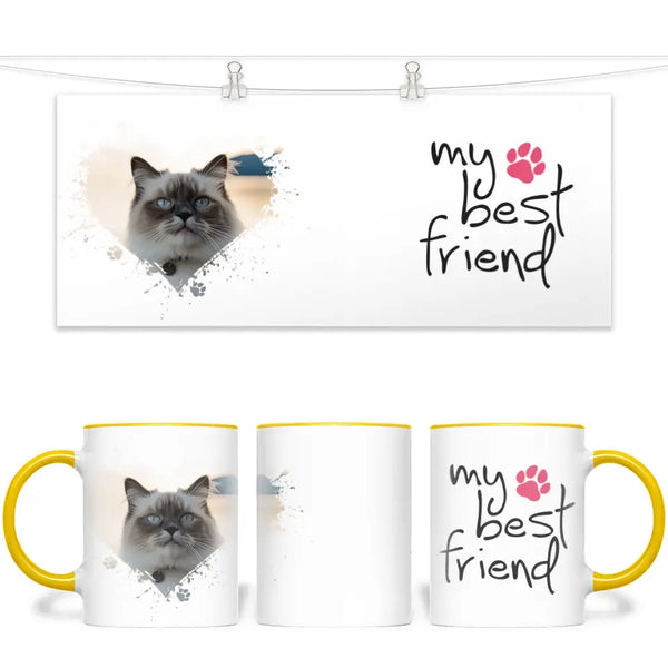 Personalised Cat Lovers Mug - Heart Frame Photo & My Best Friend Quote - Custom Pet Gift - 11oz Ceramic - NZ Made