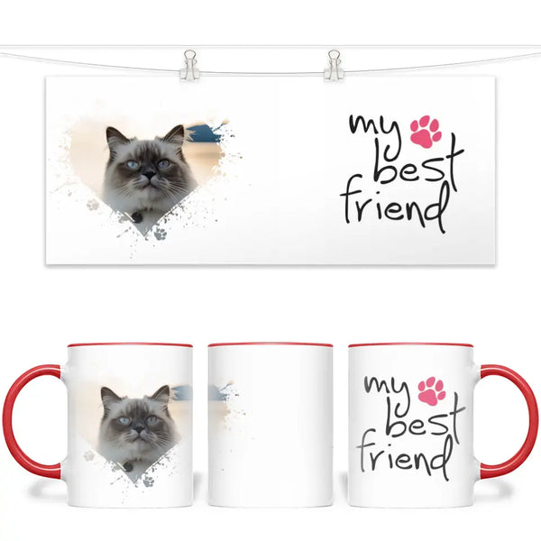 Personalised Cat Lovers Mug - Heart Frame Photo & My Best Friend Quote - Custom Pet Gift - 11oz Ceramic - NZ Made