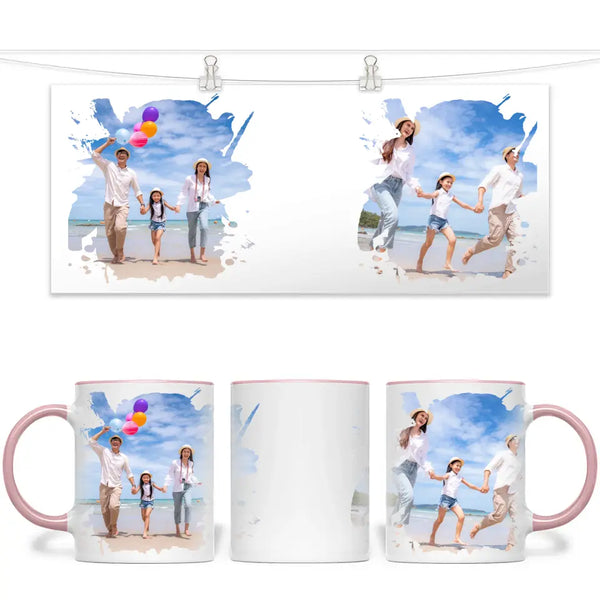 2 Photo Splash Frame Personalised Mug - Custom Couples Photo Gift - 11oz Ceramic - NZ Made