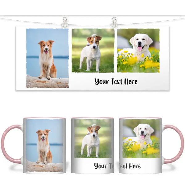 Personalised 3-Photo Collage Mug with Custom Text - Custom Gift for Family & Pet Lovers - 11oz Ceramic - NZ Made