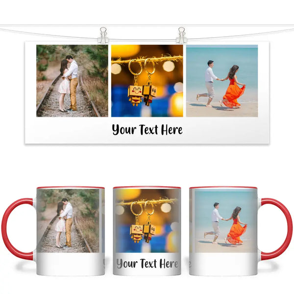Personalised 3-Photo Collage Mug with Custom Text - Custom Gift for Family & Pet Lovers - 11oz Ceramic - NZ Made