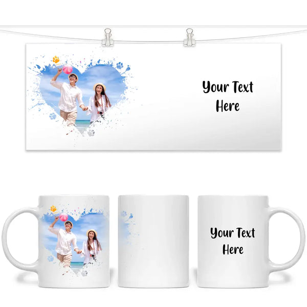 Personalised Photo Heart Frame Mug with Custom Text - 11oz Custom Gift - NZ Made - Anniversary, Birthday, Family Keepsake