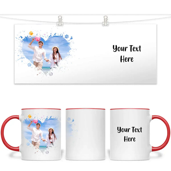 Personalised Photo Heart Frame Mug with Custom Text - 11oz Custom Gift - NZ Made - Anniversary, Birthday, Family Keepsake
