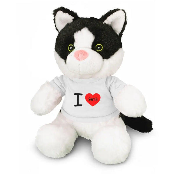 Personalised Cat Plush Toy With "I Love You" Message And Custom Name