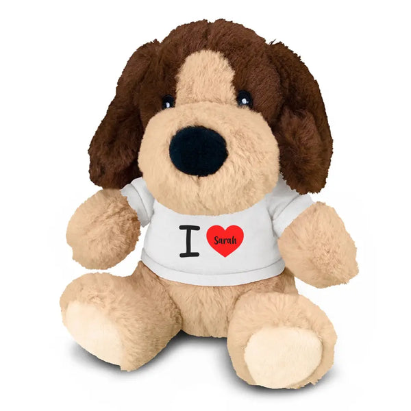 Personalised Dog Plush Toy With "I Love You" Message And Custom Name