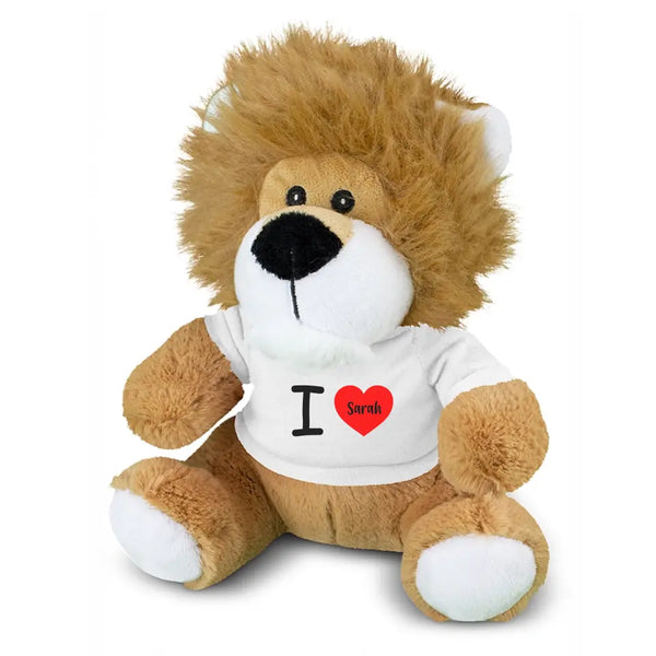 Personalised Lion Plush Toy With "I Love You" Message And Custom Name