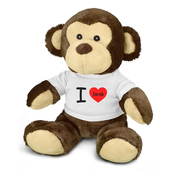 Personalised Monkey Plush Toy With "I Love You" Message And Custom Name