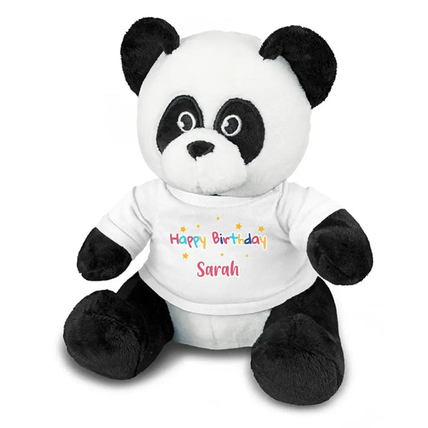 Personalised Panda Plush Toy With "Happy Birthday" Message And Custom Name