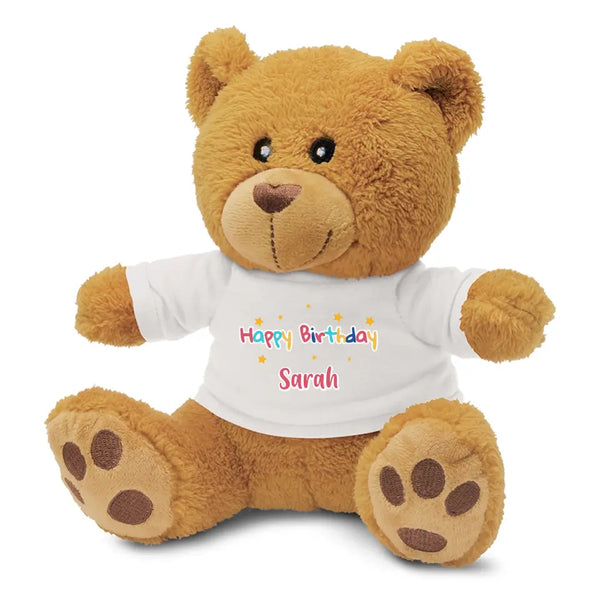 Personalised Brown Teddy Bear Plush Toy With "Happy Birthday" Message And Custom Name