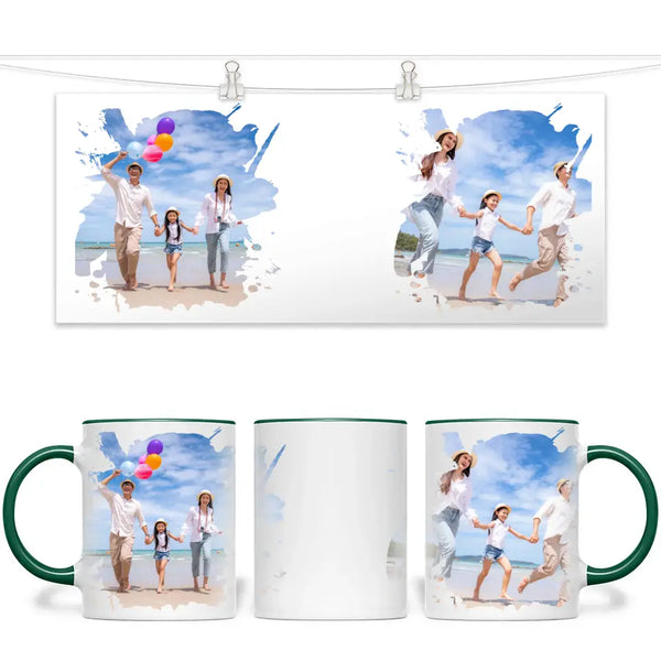 2 Photo Splash Frame Personalised Mug - Custom Couples Photo Gift - 11oz Ceramic - NZ Made