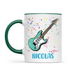 Personalised with Name, Electric Guitar Music Kids Mug – Customised Musical Theme Cup for Children – Available in 11oz, 6oz & Enamel Options