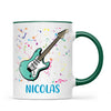 Personalised with Name, Electric Guitar Music Kids Mug – Customised Musical Theme Cup for Children – Available in 11oz, 6oz & Enamel Options