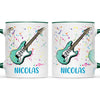 Personalised with Name, Electric Guitar Music Kids Mug – Customised Musical Theme Cup for Children – Available in 11oz, 6oz & Enamel Options