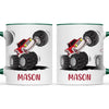 Personalised with Name, Red Monster Truck Kids Mug – Customised Off-Road Big Wheels Cup for Children – Available in 11oz, 6oz & Enamel Options