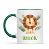 Personalised Lion Mug - Custom Name Kids Cup - Safari Animal Theme - Ceramic or Enamel - 11oz, 6oz, or Camping Mug - NZ Made