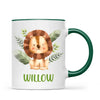 Personalised Lion Mug - Custom Name Kids Cup - Safari Animal Theme - Ceramic or Enamel - 11oz, 6oz, or Camping Mug - NZ Made