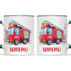 Personalised Fire Truck Mug - Custom Name Kids Cup - Fire Engine Theme - Ceramic or Enamel - 11oz, 6oz, or Camping Mug - NZ Made