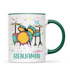 Personalised Drum Set Mug - Custom Name Kids Cup - Music Lover Gift - Ceramic or Enamel - 11oz, 6oz, or Camping Mug - NZ Made