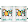 Personalised Drum Set Mug - Custom Name Kids Cup - Music Lover Gift - Ceramic or Enamel - 11oz, 6oz, or Camping Mug - NZ Made