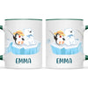 Personalised Penguin & Polar Bear Mug - Custom Name Kids Cup - Cute Arctic Animal Friends Design - 11oz or 6oz - NZ Made