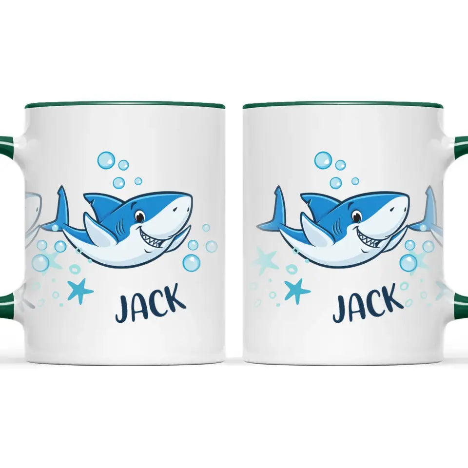 Personalised Shark Mug - Custom Name Kids Cup - Fun Ocean Shark Design - 11oz or 6oz - NZ Made