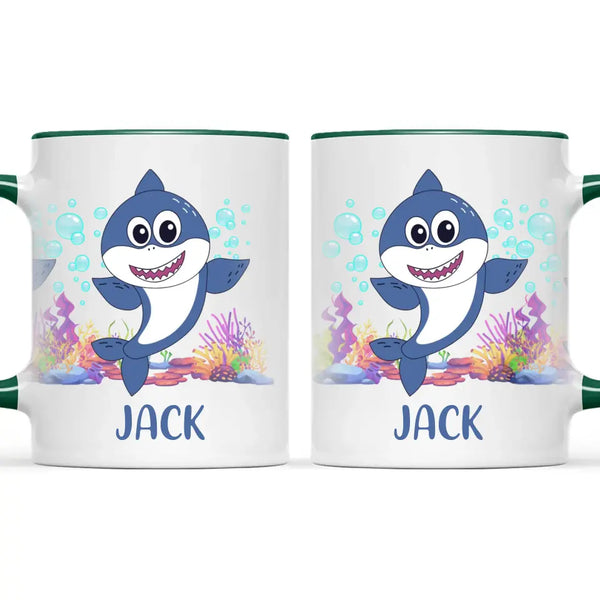 Personalised Shark Mug - Custom Name Kids Cup - Cute Underwater Ocean Design - 11oz or 6oz - NZ Made