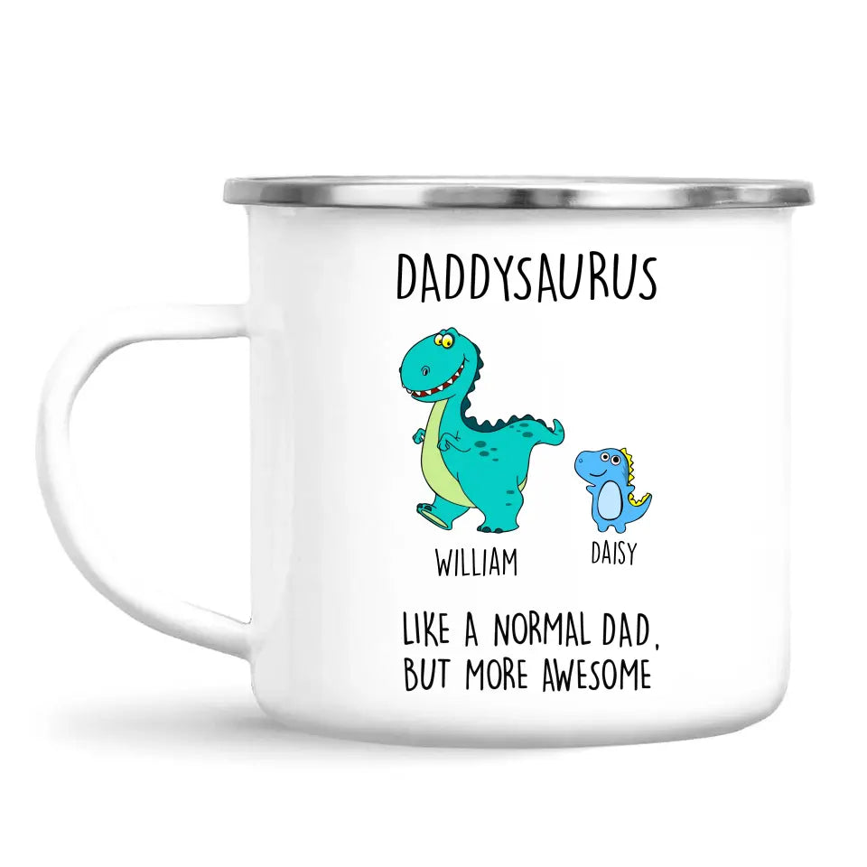 Personalised Daddysaurus Mug - Custom Dinosaur Dad Mug with Kids Names - Father’s Day Gift - Cute Personalised Coffee Cup for Dad